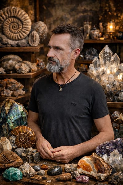 Portrait réel de l’artisan Karving12, mis en scène dans un décor d’atelier généré par intelligence artificielle