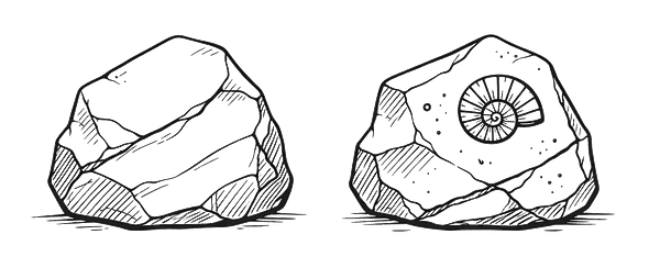 Illustration de deux blocs minéraux proches en apparence mais différents dans leurs veines et structures, montrant que chaque sculpture en pierre ou minéral de l’atelier Karving12 est une pièce unique, sans reproduction possible.