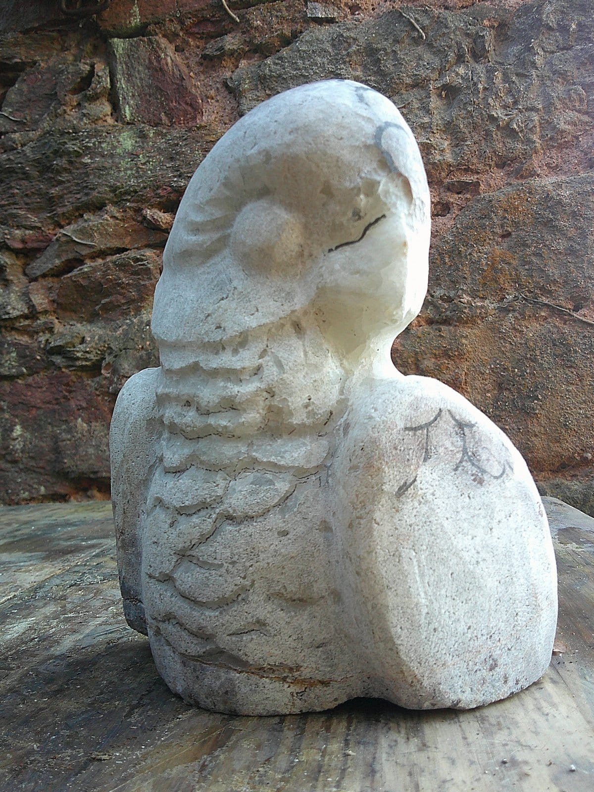 Perroquet “Coco” sculpté dans une agate marocaine, détail des plumes et des nuances rouges naturelles. Perroquet “Coco” sculpté dans une agate marocaine, détail des plumes et des nuances rouges naturelles.